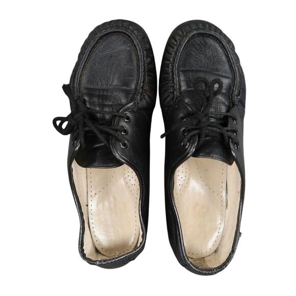 Sas Shoes Womens 9 Bounce Lace Up Moc Comfort Classic Leather Black Career Wedge - Picture 7 of 15